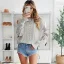 Chic / Beautiful Casual Fall Winter White Knitting Sweatshirts 2021 Scoop Neck Long Sleeve Cotton Loose Women Tops