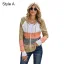 Fashion Fall Winter Burgundy Multi-Colors Stripe Street Wear Hooded Sweatshirts 2021 Long Sleeve Loose Women Tops