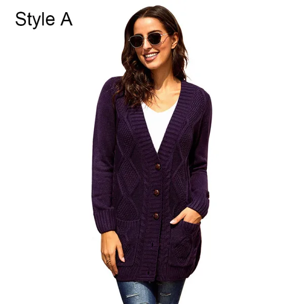 Tomber Hiver Vêtement de rue Gris Tricot Ample Manteaux & Vestes 2021 Manches Longues Femme Hauts