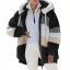 Fashion Fall Winter Street Wear Khaki Patchwork Plush Hooded Coats & Jackets 2021 Long Sleeve Women Tops
