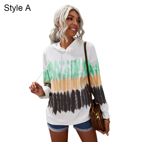 Fashion Tie-dye Fall Winter Multi-Colors Street Wear Sweatshirts 2021 Hooded Loose Long Sleeve Women's Tops