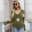 Fashion Fall Winter Street Wear Tan Knitting Flower Sweaters 2021 V-Neck Long Sleeve Loose Women Tops
