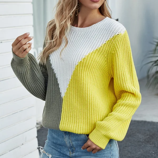 Fashion Candy Pink Multi-Colors Winter Fall Street Wear Knitting Sweaters 2021 Scoop Neck Loose Long Sleeve Women Tops