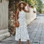 Bohemia Summer Beach Street Wear Black White Spotted 2021 A-Line / Princess Halter Sash Bow Sleeveless Tea-length Maxi Dresses Women Maxi Dresses Dresses