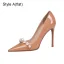 Mode Nude Abend Perle Pumps 2021 Leder 10 cm Stilettos Hochhackige Spitzschuh Pumps