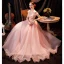 Charmant Rose Bonbon Faux Diamant En Dentelle Fleur Appliques Robe De Bal 2021 Princesse De l'épaule Sans Manches Dos Nu Longue Robe De Ceremonie