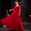 Chic / Belle Rouge En Dentelle Fleur Robe De Bal 2021 Princesse V-Cou Manches de cloche Dos Nu Longue Robe De Ceremonie
