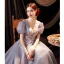 Bling Bling Gris Glitter Perlage Paillettes Appliques Robe De Bal 2021 Princesse V-Cou Gonflée Manches Courtes Dos Nu Longue Robe De Ceremonie