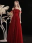 Charming Burgundy Pearl Bow Prom Dresses 2021 Off-The-Shoulder A-Line / Princess Sleeveless Backless Floor-Length / Long Formal Dresses