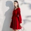 Chic / Beautiful Burgundy Homecoming Short Graduation Dresses 2021 A-Line / Princess V-Neck Long Sleeve Formal Dresses