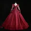 Vintage / Retro Dark Green Satin Prom Dresses 2021 Ball Gown Scoop Neck Beading Sequins Lace Flower Long Sleeve Backless Floor-Length / Long Formal Dresses
