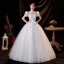 Charming Ivory Beading Wedding Dresses 2021 Ball Gown V-Neck Lace Flower Appliques Sequins Short Sleeve Backless Floor-Length / Long Wedding