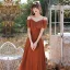 Modest / Simple Caramel Bridesmaid Dresses 2021 A-Line / Princess Short Sleeve Backless Floor-Length / Long Wedding Party Dresses