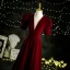 Vintage Burgundy Mocka Balklänningar 2021 Prinsessa V-Hals Korta ärm Halterneck Långa Formella Klänningar