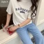 Fashion White Cotton Street Wear Cartoon Printing Loose T-Shirts 2021 Scoop Neck Short Sleeve Women's Tops T-shirt