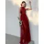 Charming Sparkly Burgundy Sequins Evening Dresses 2021 A-Line / Princess Sleeveless Scoop Neck Floor-Length / Long Prom Formal Dresses