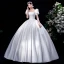 Elegant Ivory Satin Wedding Dresses 2021 Ball Gown Square Neckline Pearl Puffy Short Sleeve Backless Floor-Length / Long Wedding