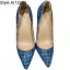 Sparkly Ocean Blue Sequins Cocktail Party Evening Party Pumps 2021 12 cm Stiletto Heels Pointed Toe Pumps High Heels