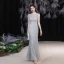 Charming Silver Grey Beading Evening Dresses 2021 Trumpet / Mermaid Scoop Neck Pearl Sequins Short Sleeve Floor-Length / Long Formal Dresses