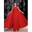 Chic / Belle Rouge Paillettes manteau Robe De Bal Robe De Soirée 2021 Princesse Encolure Dégagée Sans Manches Longue Robe De Ceremonie