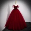 Chic / Beautiful Burgundy Prom Dresses 2021 Ball Gown Square Neckline Sleeveless Backless Floor-Length / Long Formal Dresses