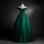 Elegant Dark Green Prom Dresses 2021 Ball Gown Off-The-Shoulder Beading Sequins Lace Flower Sleeveless Backless Floor-Length / Long Formal Dresses