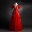 Chic / Belle Rouge Robe De Bal 2021 Robe Boule Encolure Dégagée Perlage Paillettes Manches Courtes Dos Nu Ceinture Longue Robe De Ceremonie