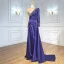 High-end Burgundy Handmade  Beading Pearl Rhinestone Evening Dresses 2021 Trumpet / Mermaid Scoop Neck Satin Long Sleeve Sweep Train Evening Party Formal Dresses