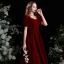 Chic / Beautiful Burgundy Suede Homecoming Graduation Dresses 2021 A-Line / Princess Pearl Square Neckline Puffy Short Sleeve Backless Bow Tea-length Formal Dresses