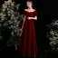 Élégant Bordeaux Daim Robe De Bal 2021 Princesse Encolure Carrée Manches Courtes Dos Nu Longue Promo Robe De Ceremonie