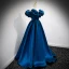 Fashion Royal Blue Satin Prom Dresses 2021 A-Line / Princess Ruffle Off-The-Shoulder Sleeveless Backless Floor-Length / Long Prom Formal Dresses