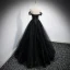 Charmant Noire Paillettes Robe De Bal 2021 Princesse De l'épaule Manches Courtes Dos Nu Longue Promo Robe De Ceremonie