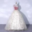 Charmant Rougissant Rose Robe De Bal 2021 Robe Boule V-Cou En Dentelle Paillettes Étoile Sans Manches Dos Nu Longue Robe De Ceremonie