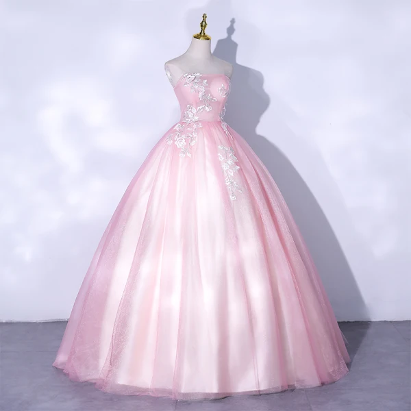 Sexy Pink Ballkleider 2021 Ballkleid Bandeau Ärmellos Rückenfreies Lange Festliche Kleider