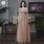 Chic / Beautiful Champagne Glitter Bridesmaid Dresses 2021 A-Line / Princess Short Sleeve Lace Flower Backless Floor-Length / Long Bridesmaid Wedding Party Dresses