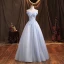 Élégant Bleu Ciel Robe De Bal 2021 Robe Boule De l'épaule Paillettes En Dentelle Fleur Appliques Sans Manches Dos Nu Longue Robe De Ceremonie