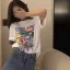 Chic / Beautiful White Casual Summer Animal Print Cotton T-Shirts 2021 Scoop Neck Short Sleeve Women's Tops