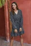 Chic / Beautiful Black Street Wear Summer Spotted Women Dresses 2021 V-Neck Long Sleeve