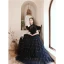 Charmant Noire Perlage Paillettes Robe De Bal 2021 Princesse Col Haut Manches Courtes Dos Nu Longue Robe De Ceremonie