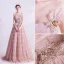 Chic / Belle Rougissant Rose Volants en Cascade Robe De Bal 2021 Princesse Encolure Dégagée Perlage Perle Paillettes En Dentelle Fleur Sans Manches Dos Nu Longue Robe De Ceremonie