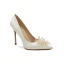 Schöne Weiß Perle Ball Pumps 2021 Leder 10 cm Stilettos Spitzschuh Hochhackige Pumps