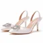 Edles Weiß Strass Ball Sandalen Damen 2021 7 cm Stilettos Spitzschuh Sandaletten Hochhackige