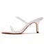 Sexy Blanche Cocktail Soirée Perle Sandales Femme 2021 7 cm Talons Aiguilles Peep Toes / Bout Ouvert Sandales Talons Hauts