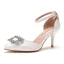 Chic / Beautiful White Rhinestone Prom Womens Shoes 2021 Ankle Strap 7 cm Stiletto Heels Pointed Toe Womens Shoes High Heels
