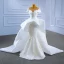 High-end Charming White Wedding Dresses 2021 Trumpet / Mermaid U-Neck Beading Pearl Appliques Short Sleeve Backless Court Train Wedding