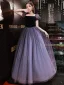Charmant Bleu Marine Glitter Paillettes Robe De Bal 2021 Princesse Encolure Carrée Gonflée Manches Courtes Dos Nu Longue Robe De Ceremonie