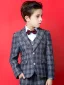 Modest / Simple Grey Boys Wedding Suits 2021 Bow Tie Long Sleeve Coat Pants Shirt Vest