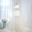 Elegant Ivory Satin Prom Dresses 2021 A-Line / Princess Strapless Sleeveless Backless Bow Prom Floor-Length / Long Formal Dresses