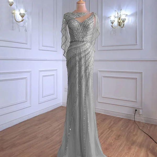 Luxury / Gorgeous Gold Handmade Beading Rhinestone Evening Dresses 2021 Trumpet / Mermaid V-Neck Sleeveless Backless Floor-Length / Long Evening Party Formal Dresses