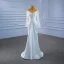 High-end White Beading Pearl Wedding Dresses 2021 Trumpet / Mermaid Scoop Neck Long Sleeve Backless Royal Train Wedding